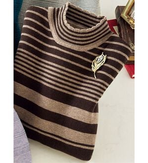ルフラン（ルフラン）の「洗えるウール混ふんわりセーター（ニット・セーター）」｜モカ系ボーダー