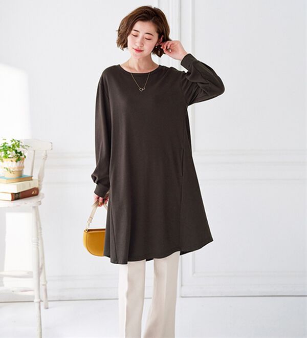 吸湿発熱ポンチ素材チュニックワンピース - ベルーナ【公式】 