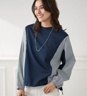 BELLUNA（ベルーナ）の「ストライプ切替デザインプルオーバー（カットソー）」｜詳細画像