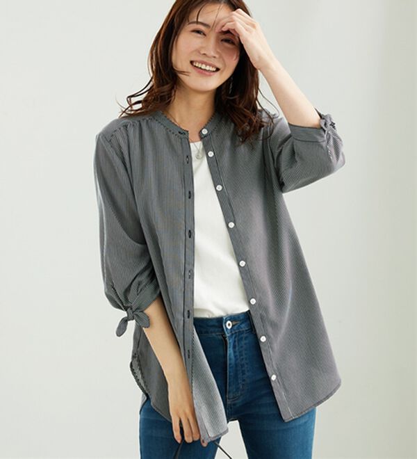 BELLUNA（ベルーナ）の「涼感柔らか袖リボンチュニック（チュニック）」｜詳細画像