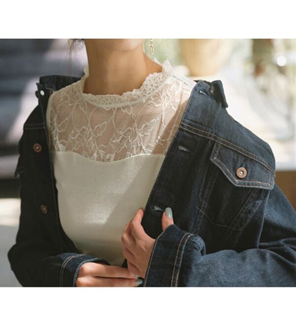 YU'NOW（ユナウ）の「【吸湿発熱】【抗菌防臭】ハイネックレースノースリーブインナー（肌着・インナーウェア）」｜詳細画像