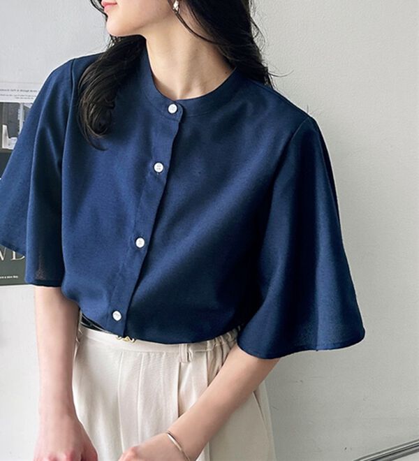 GeeRA（ジーラ）の「フレアー袖バンドカラーブラウス（ブラウス）」｜詳細画像