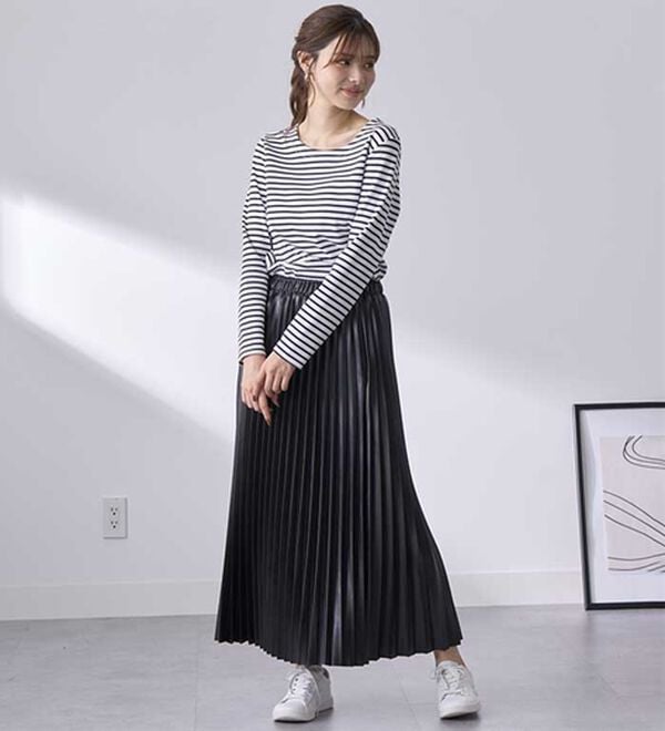 BELLUNA（ベルーナ）の「レザーライクプリーツスカート（ロングスカート）」｜詳細画像