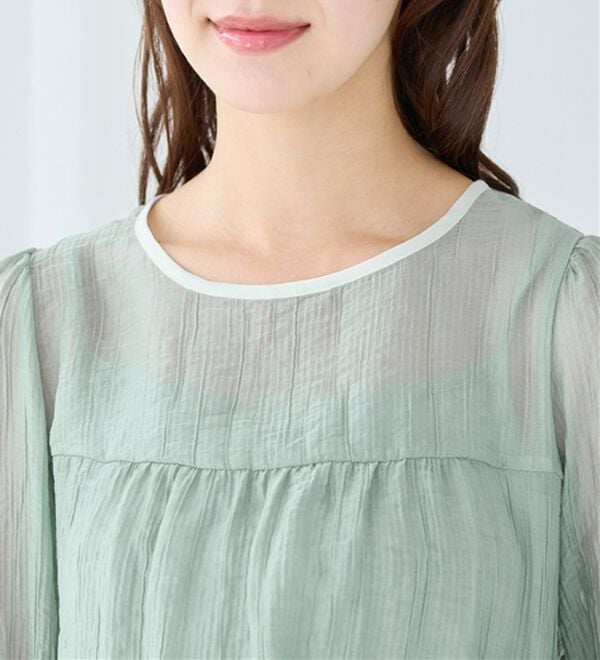 alotta（アロッタ）の「配色楊柳シアーブラウス（ブラウス）」｜詳細画像