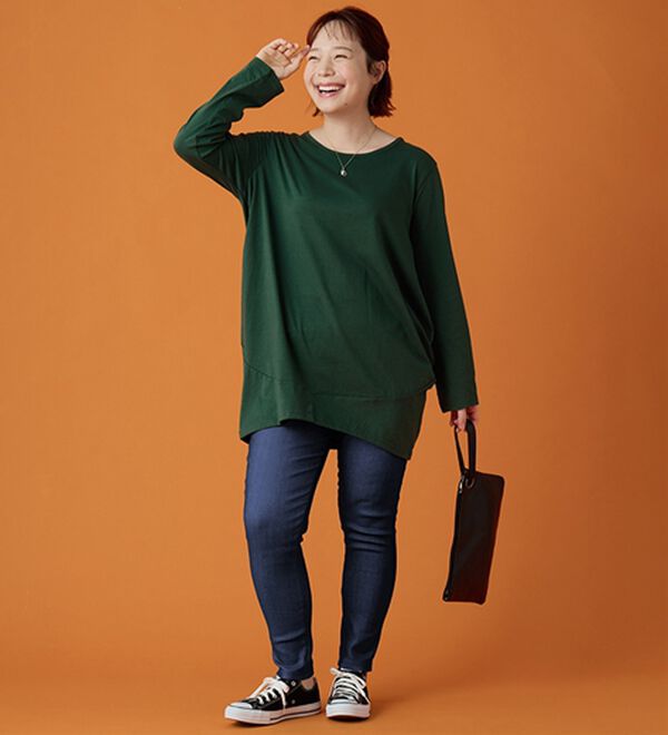 A HAPPY MARILYN（アハッピーマリリン）の「【Ｍ～８Ｌ】長袖・七分袖・半袖 コクーン シルエット チュニック（チュニック）」｜詳細画像