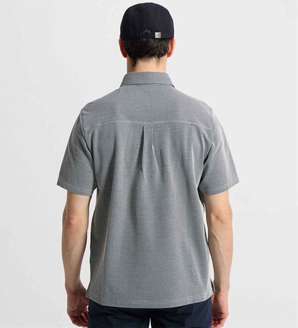 「＜マンシングウェア＞シアサッカーストライプ台襟付き半袖ポロシャツ（メンズポロシャツ）」｜詳細画像