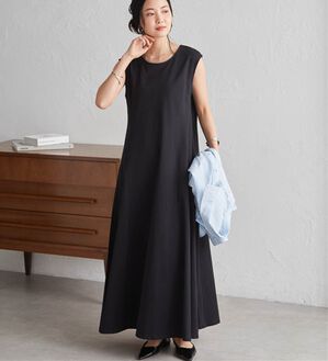 RANAN（ラナン）の「綿１００％フレアーロングワンピース（ロングワンピース）」｜ブラック