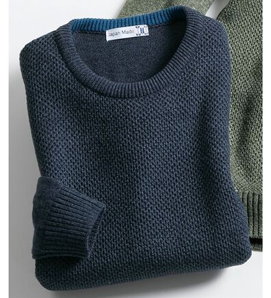 「日本製　匠の杢調やわらかセーター（メンズニット・セーター）」