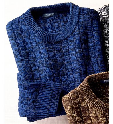 「２色で編み上げる高見えケーブル編セーター（メンズニット・セーター）」