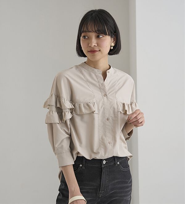 BELLUNA（ベルーナ）の「シャカ伸び！はっ水ティアードフリルブラウス（ブラウス）」｜詳細画像