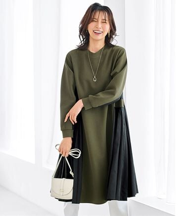 BELLUNA（ベルーナ）の「とろみ素材プリーツ切替ワンピース（その他ワンピース）」