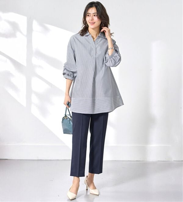 BELLUNA（ベルーナ）の「【選べる2丈】メランジストレッチ素材テーパードパンツ（テーパードパンツ）」｜詳細画像