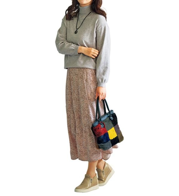 BELLUNA（ベルーナ）の「ブロック配色ボア手提げ（その他バッグ）」｜詳細画像