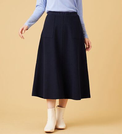 BELLUNA（ベルーナ）の「ふんわりメルトン素材ポケット付スカート（ロングスカート）」