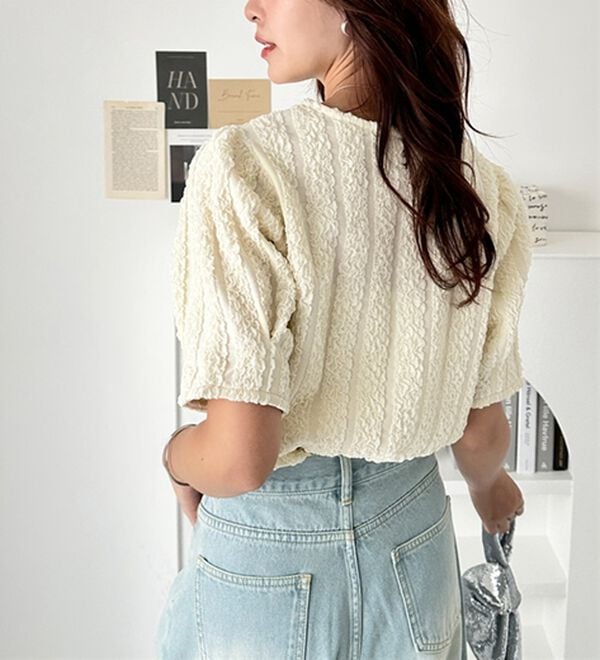 GeeRA（ジーラ）の「ボリュームジャカードカットソー（カットソー）」｜詳細画像