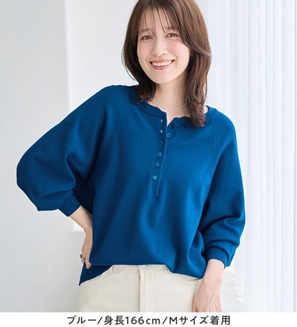 Viola e Viola（ヴィオラ エ ヴィオラ）の「【ゆったり着られる】洗える！ヘンリーネックニット（ニット・セーター）」｜詳細画像