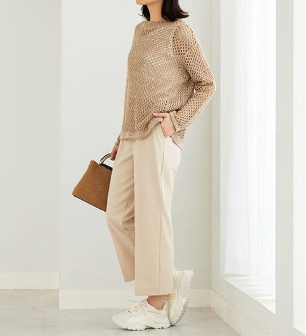 BELLUNA（ベルーナ）の「サラリ美脚見え！タック使いワイドパンツ（ワイドパンツ・ガウチョ）」｜詳細画像