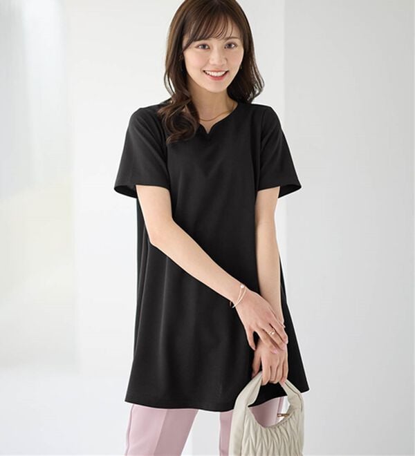 alotta（アロッタ）の「【接触冷感】さらっと快適！高見えフレアーロングチュニックＴシャツ（チュニック）」｜詳細画像
