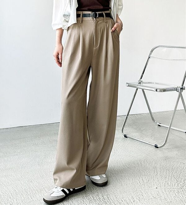 GeeRA（ジーラ）の「着心地抜群！ハイウエストダブルタックワイドパンツ（フルレングスパンツ）」｜詳細画像