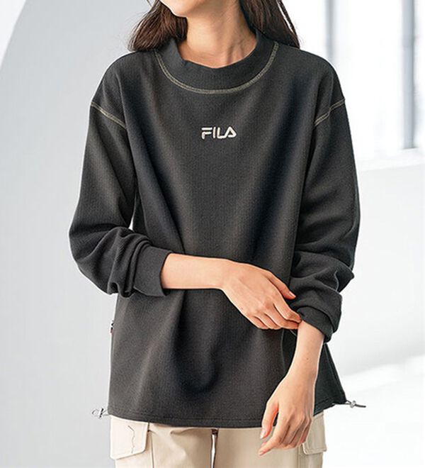 BELLUNA（ベルーナ）の「＜ＦＩＬＡ＞裏起毛ワッフルプルオーバー（カットソー）」｜チャコール