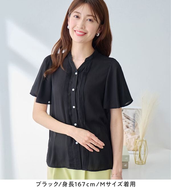 alotta（アロッタ）の「上品細見えピンタックブラウス（ブラウス）」｜詳細画像