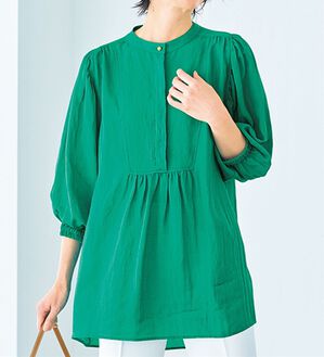 VINNO（ヴィノ）の「ノーザンリネン混袖ボリュームチュニック（ブラウス）」｜詳細画像