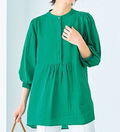 VINNO（ヴィノ）の「ノーザンリネン混袖ボリュームチュニック（ブラウス）」