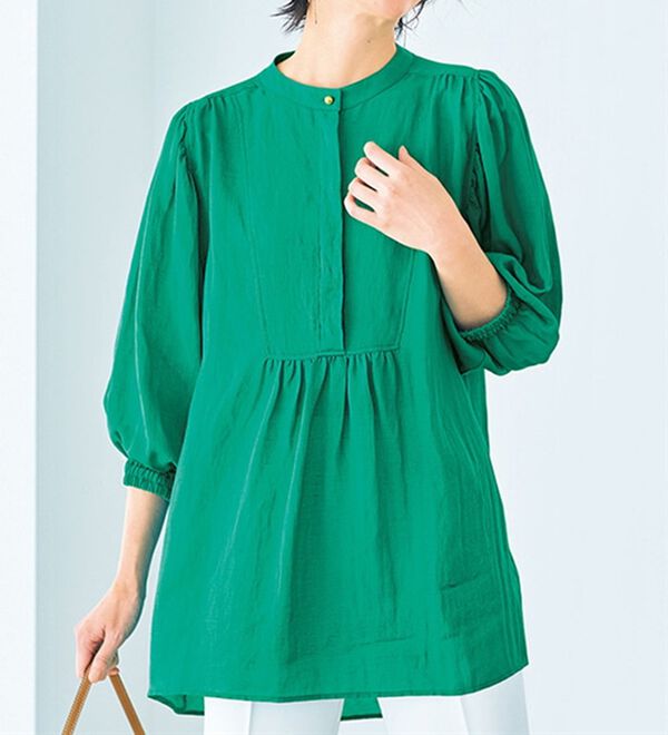VINNO（ヴィノ）の「ノーザンリネン混袖ボリュームチュニック（ブラウス）」｜詳細画像