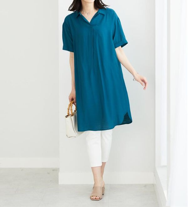 BELLUNA（ベルーナ）の「レーヨンナイロン素材シャツワンピース（その他ワンピース）」｜詳細画像