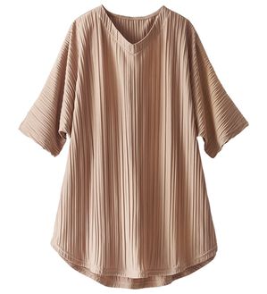 BELLUNA（ベルーナ）の「ゆったり快適プリーツチュニック（チュニック）」｜ピンクベージュ