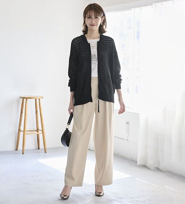 BELLUNA（ベルーナ）の「お腹スッキリ！ダブルインタックワイドパンツ（フルレングスパンツ）」｜詳細画像