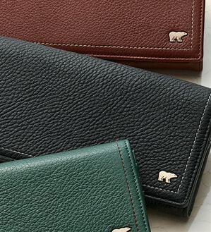 「＜ゴールデンベア＞卓越した手触りディアスキン長財布（メンズ財布・パスケース）」｜ブラック