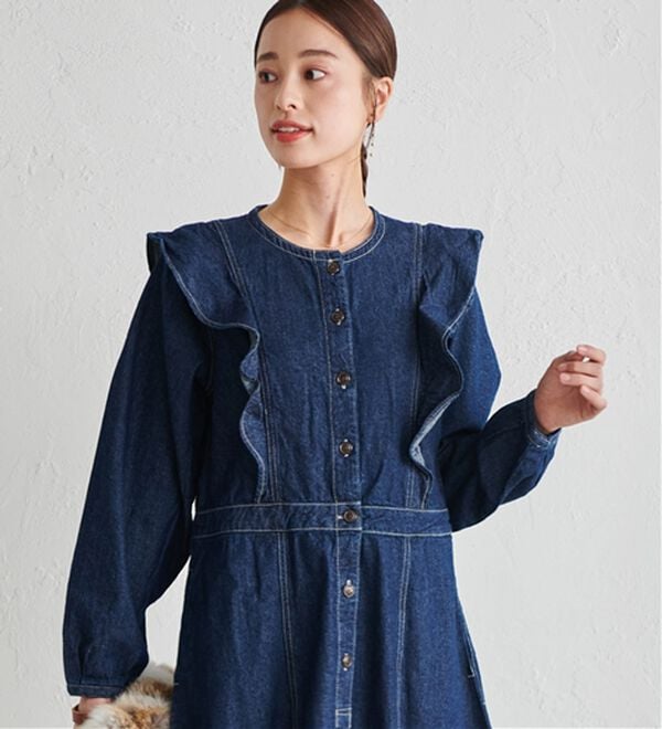 RANAN（ラナン）の「フリル使いデニムワンピース（その他ワンピース）」｜詳細画像