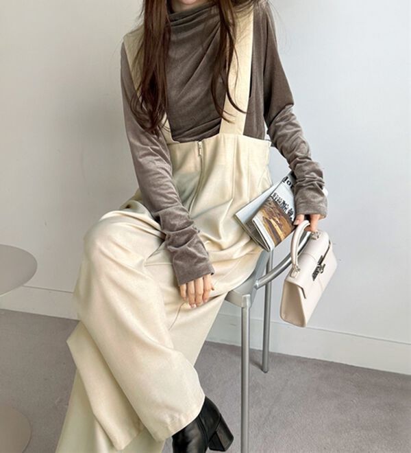 GeeRA（ジーラ）の「フロントジップハイウエストサロペット（オールインワン）」｜詳細画像