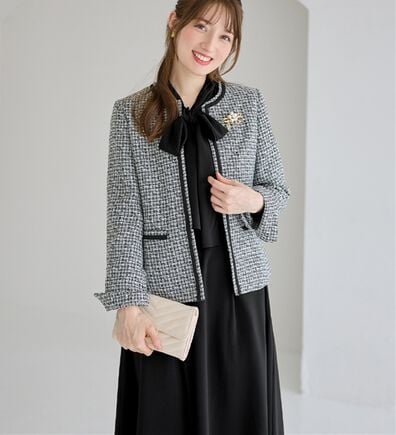 alotta（アロッタ）の「【2点セット】【選べるジャケット】洗える上品ボウタイワンピーススーツ（ワンピースセットスーツ）」