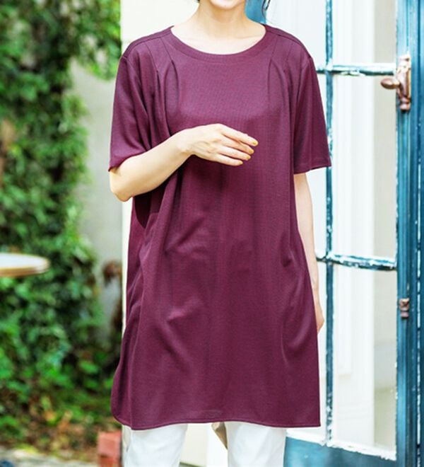 BELLUNA（ベルーナ）の「【接触冷感】かのこ素材タックデザインチュニックワンピース（その他ワンピース）」｜詳細画像