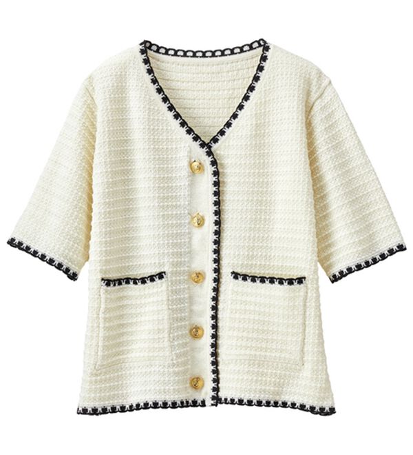 サマーツイード風配色ニットカーディガン - ベルーナ【公式】