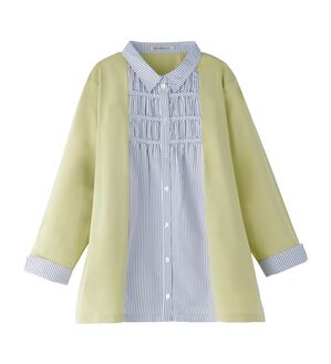 BELLUNA（ベルーナ）の「カーデフェイクストライプシャツ（チュニック）」｜ライムグリーン