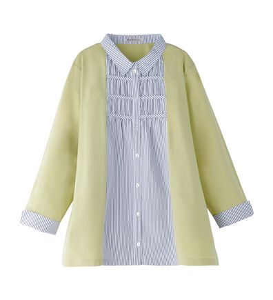 BELLUNA（ベルーナ）の「カーデフェイクストライプシャツ（チュニック）」