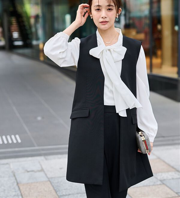 RANAN（ラナン）の「【２点セット】防シワ！ロングジレセットアップ（パンツスーツ）」｜詳細画像