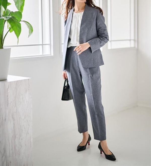 RANAN（ラナン）の「【選べる衿】洗える！春夏ロングシーズン着用可能ベーシック２点ライトスーツ（パンツスーツ）」｜詳細画像