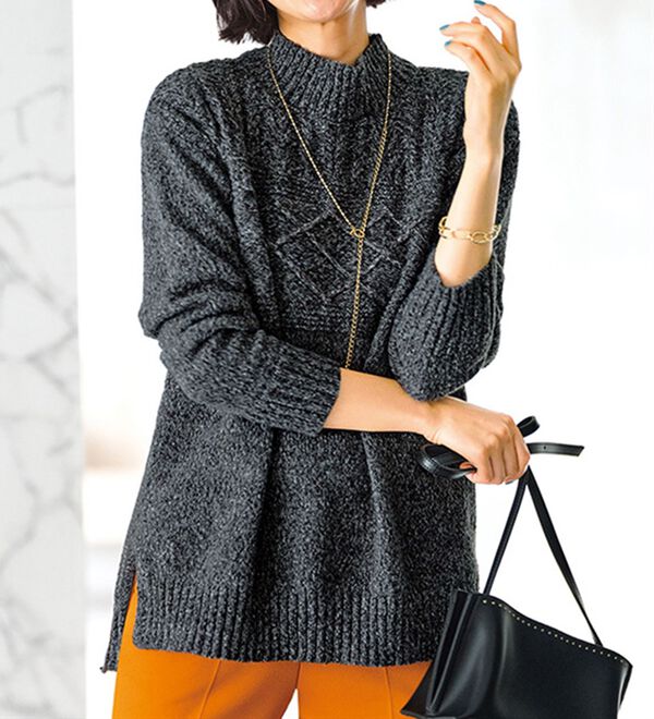 BELLUNA（ベルーナ）の「ミックス調ケーブルニットプルオーバー（ニット・セーター）」｜詳細画像