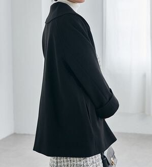 RANAN（ラナン）の「ウール調ビッグカラーガウンコート（ハーフコート）」｜ブラック