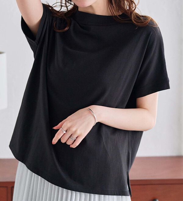 RANAN（ラナン）の「【選べる袖丈】＜BC＞綿100％プチハイネックＴシャツ（カットソー）」｜詳細画像