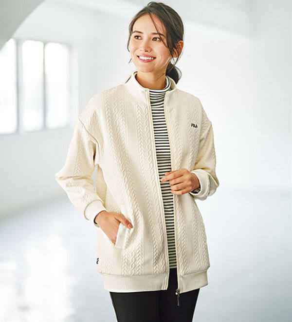 BELLUNA（ベルーナ）の「＜ＦＩＬＡ＞ケーブル柄中わたジャケット（その他ジャケット）」｜アイボリー