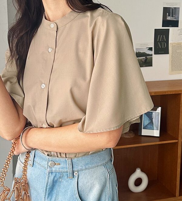 GeeRA（ジーラ）の「フレアー袖バンドカラーブラウス（ブラウス）」｜詳細画像