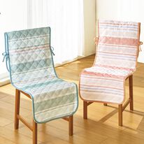 「綿混先染めしじらチェアカバー４枚組（チェアカバー・チェアパッド）」