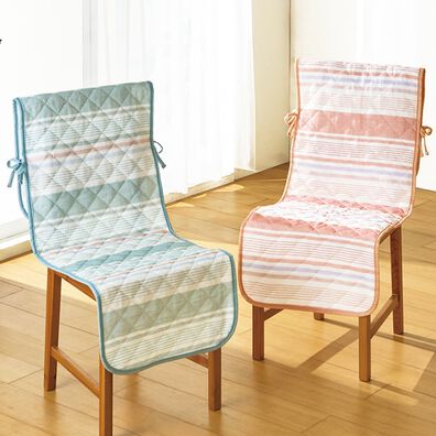「綿混先染めしじらチェアカバー４枚組（チェアカバー・チェアパッド）」