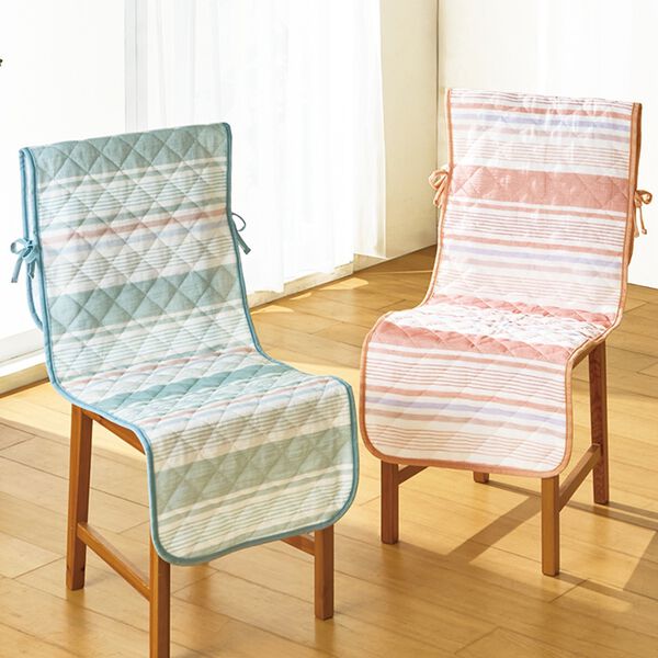 「綿混先染めしじらチェアカバー４枚組（チェアカバー・チェアパッド）」｜詳細画像