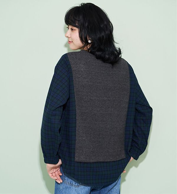 BELLUNA（ベルーナ）の「チェック柄切替デザインプルオーバー（ニット・セーター）」｜詳細画像